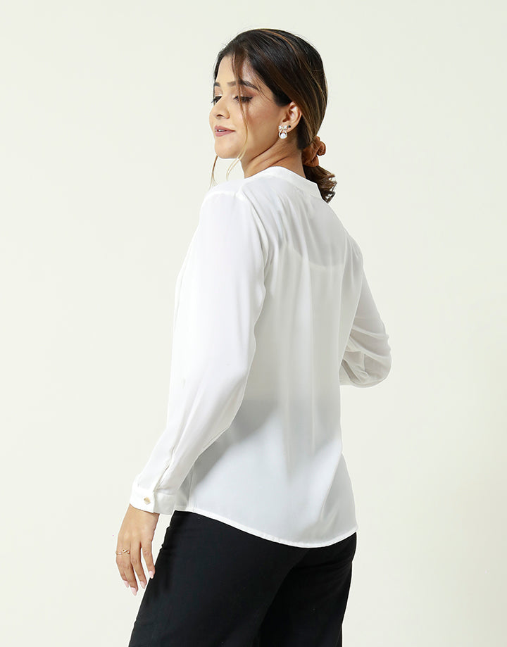 Long Sleeve Blouse with Side Pintucks