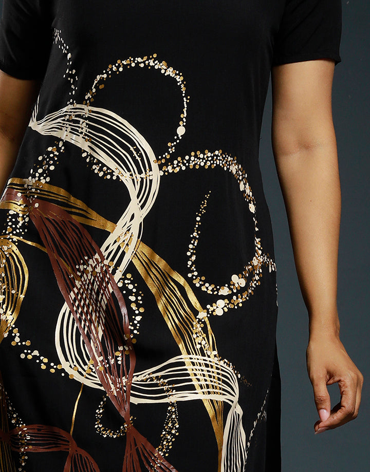 Short Sleeves Dress with Screen Print