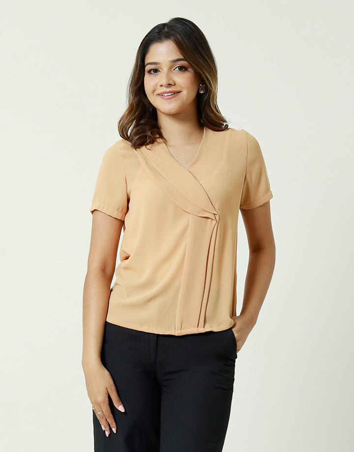 Short Sleeve Blouse with Stylish Neckline