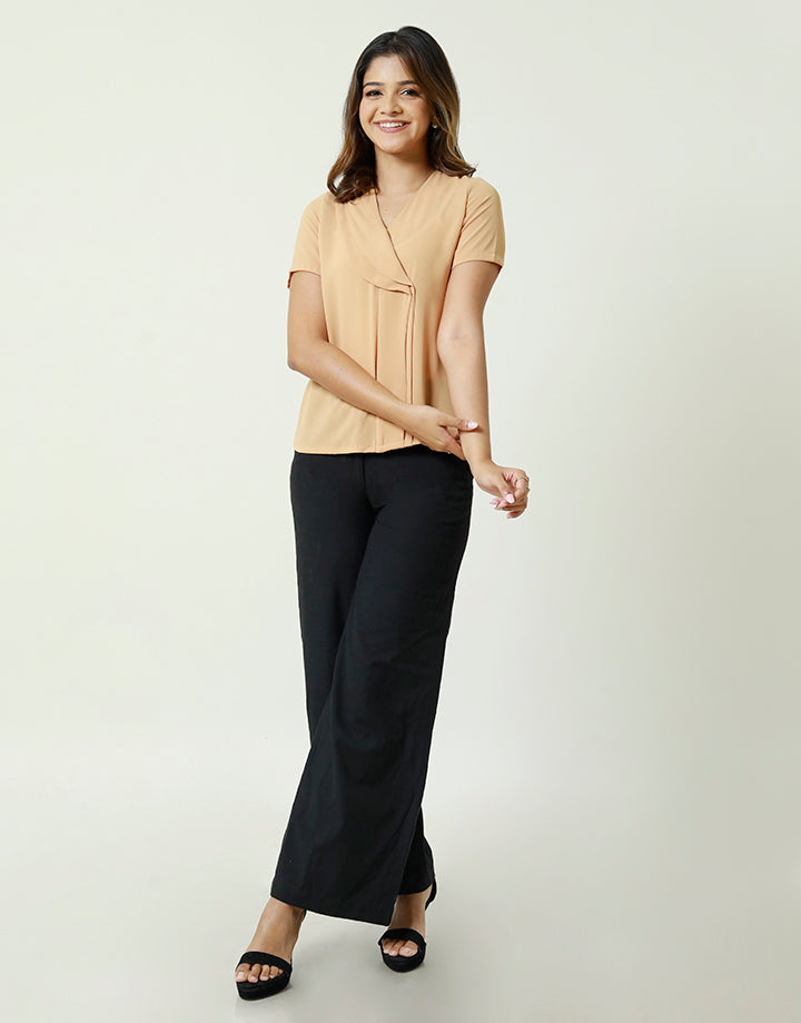 Short Sleeve Blouse with Stylish Neckline