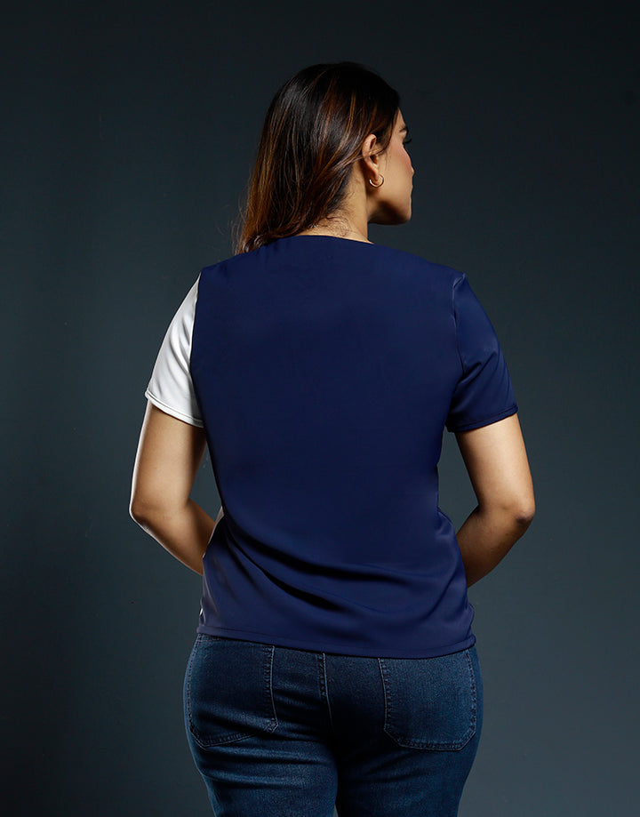 Short Sleeves Color Block Top