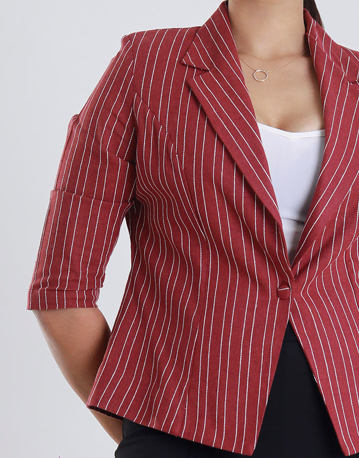 3/4 Sleeves Striped Blazer