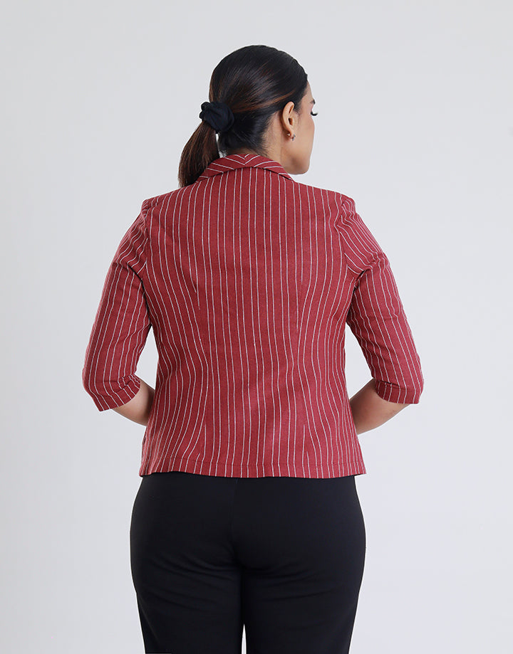 3/4 Sleeves Striped Blazer