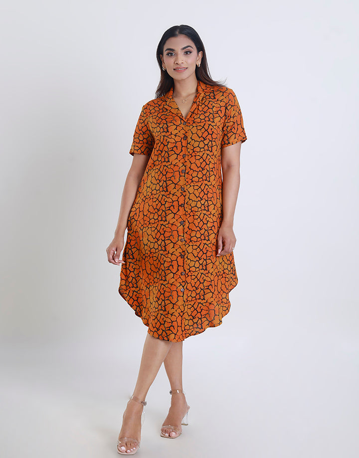Cuban Collared Button Down Dress