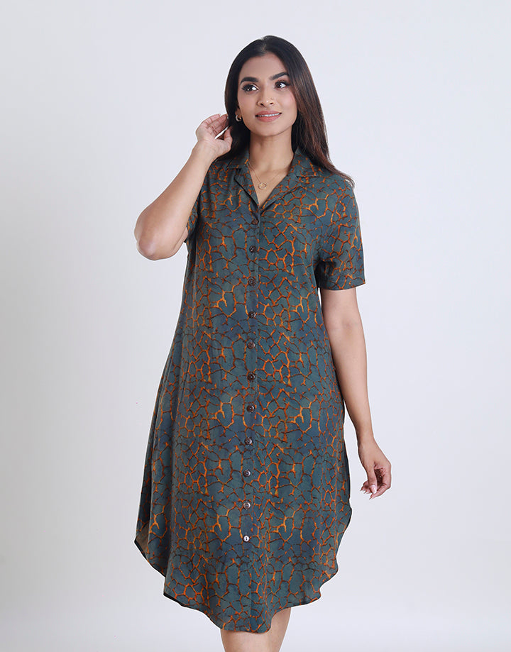 Cuban Collared Button Down Dress