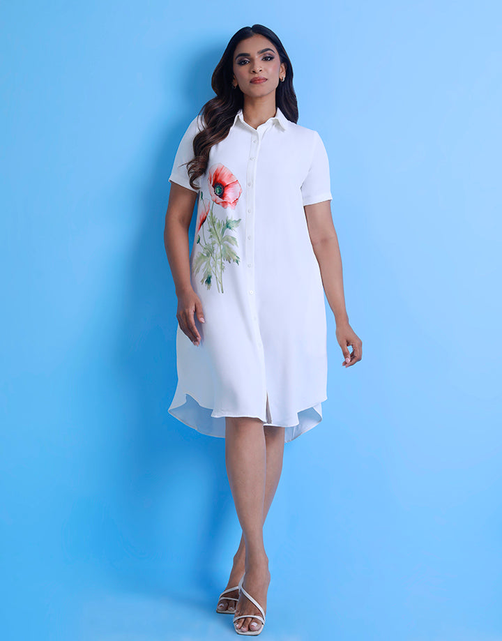 Shirt Dress with Screen Print Detail