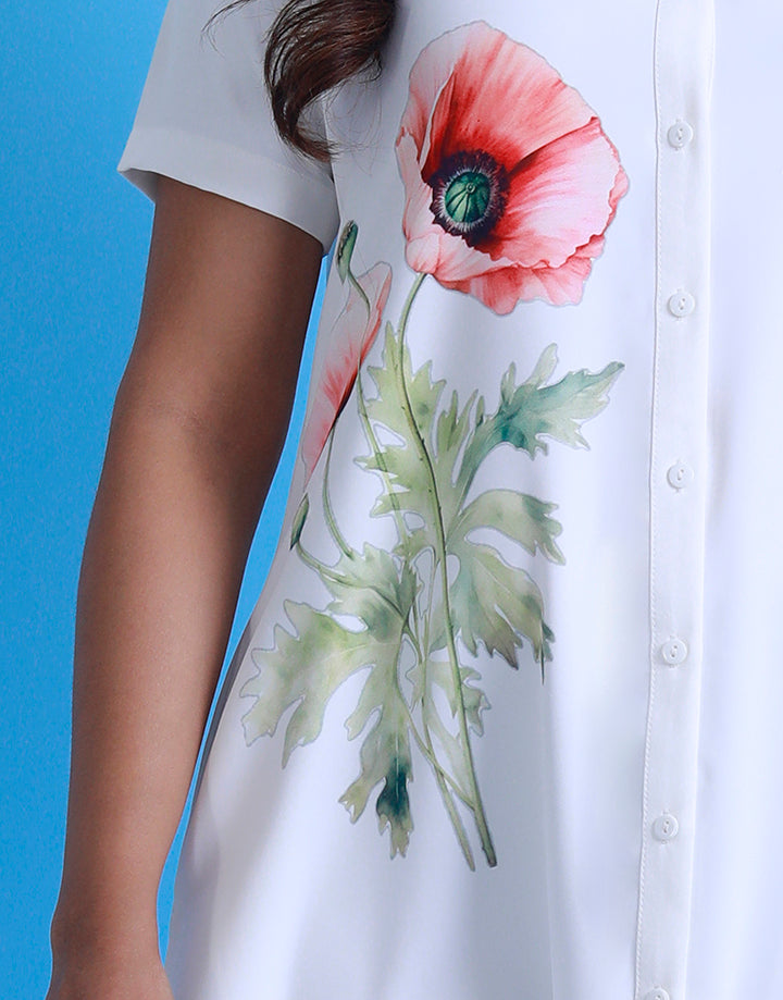Shirt Dress with Screen Print Detail