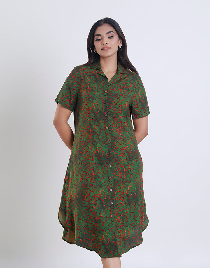 Cuban Collared Button Down Dress