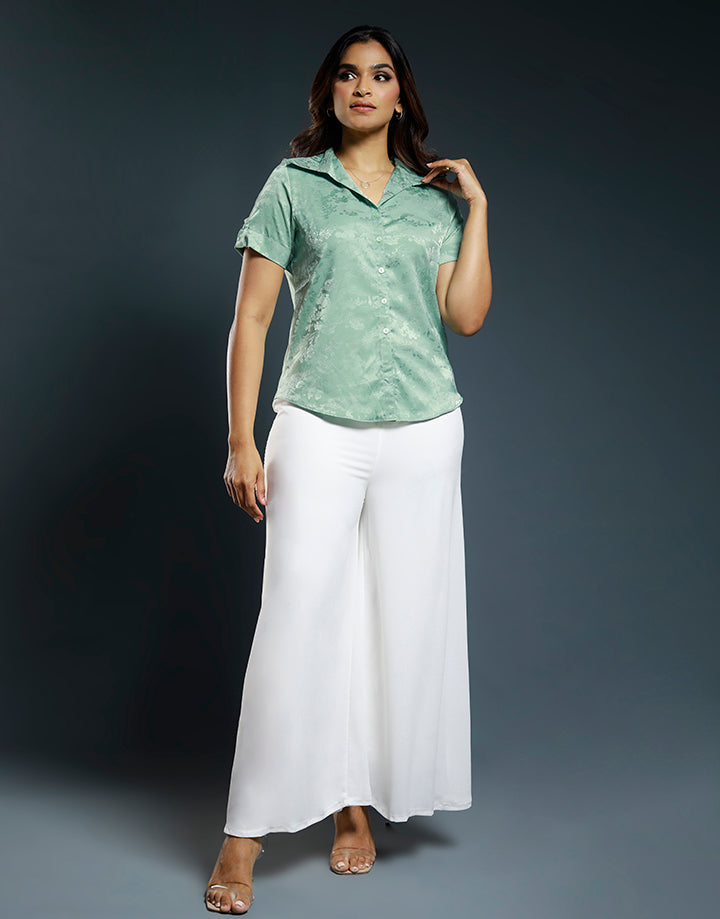 Short Sleeves Button Down Blouse