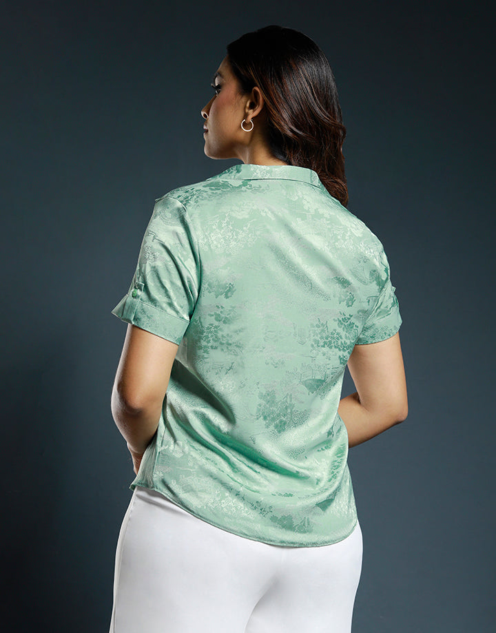 Short Sleeves Button Down Blouse