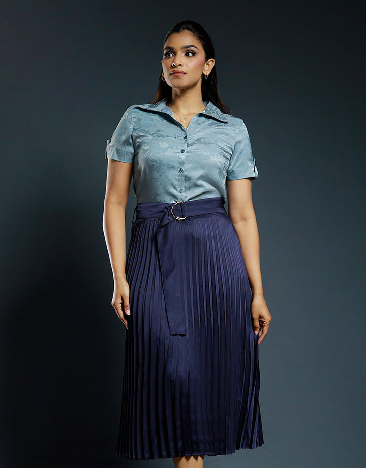 Short Sleeves Button Down Blouse