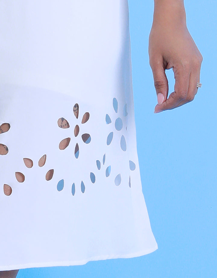 Short Sleeves Dress with Laser Cut