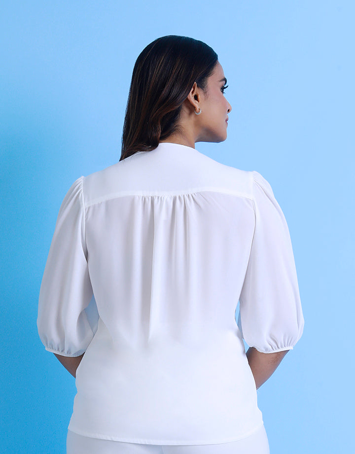 Buttons and Pintuck Detail Top