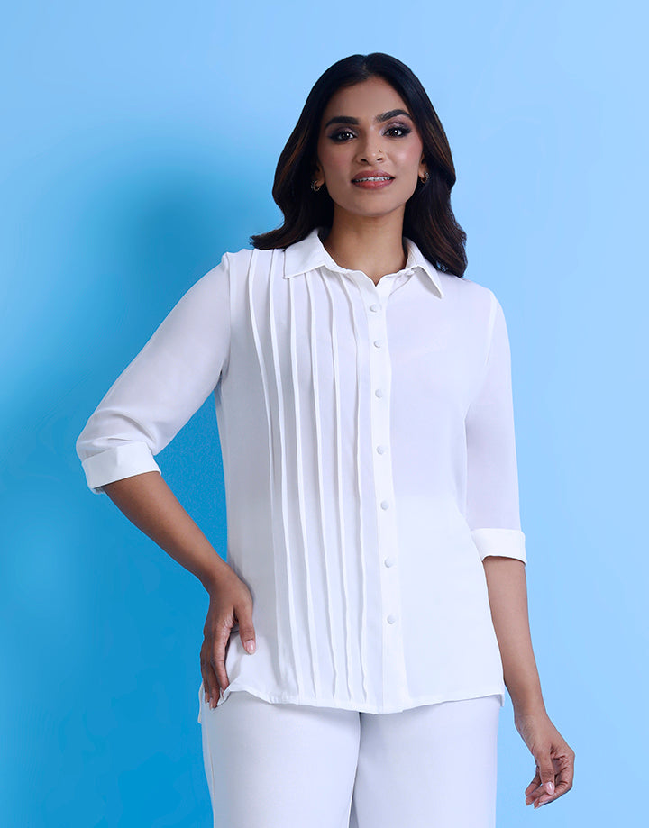 Pintucks Detailed Kurta with 3/4 Sleeve