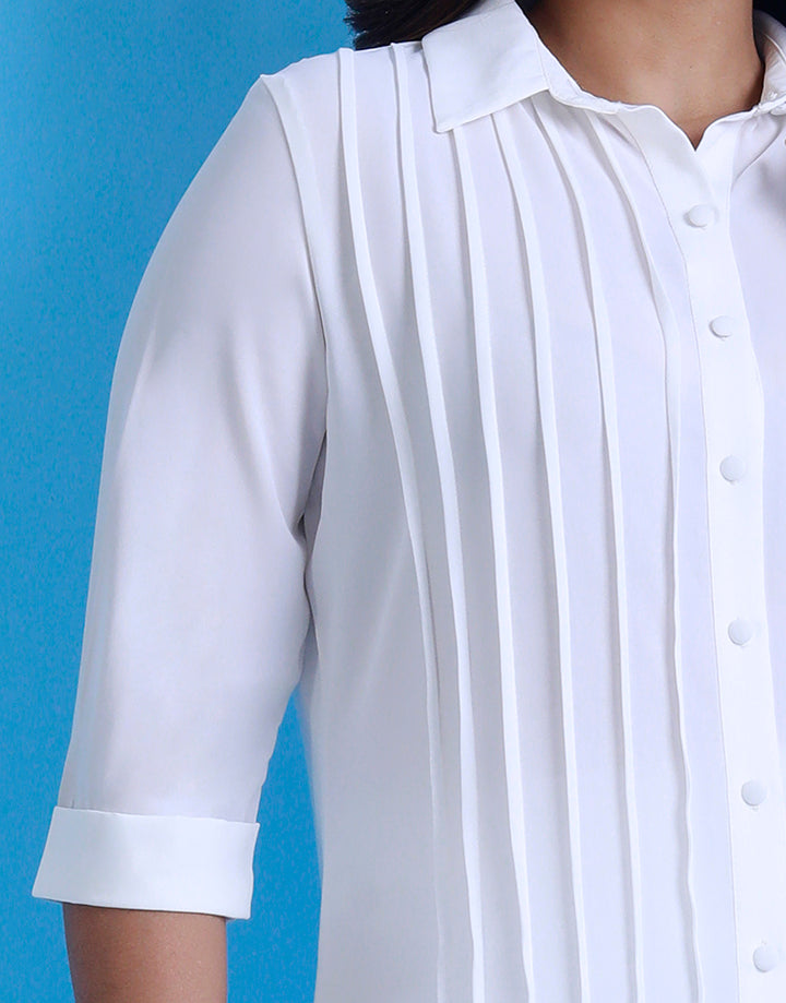 Pintucks Detailed Kurta with 3/4 Sleeve