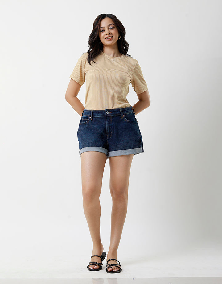Short Sleeve with Crew Neck Rib Top