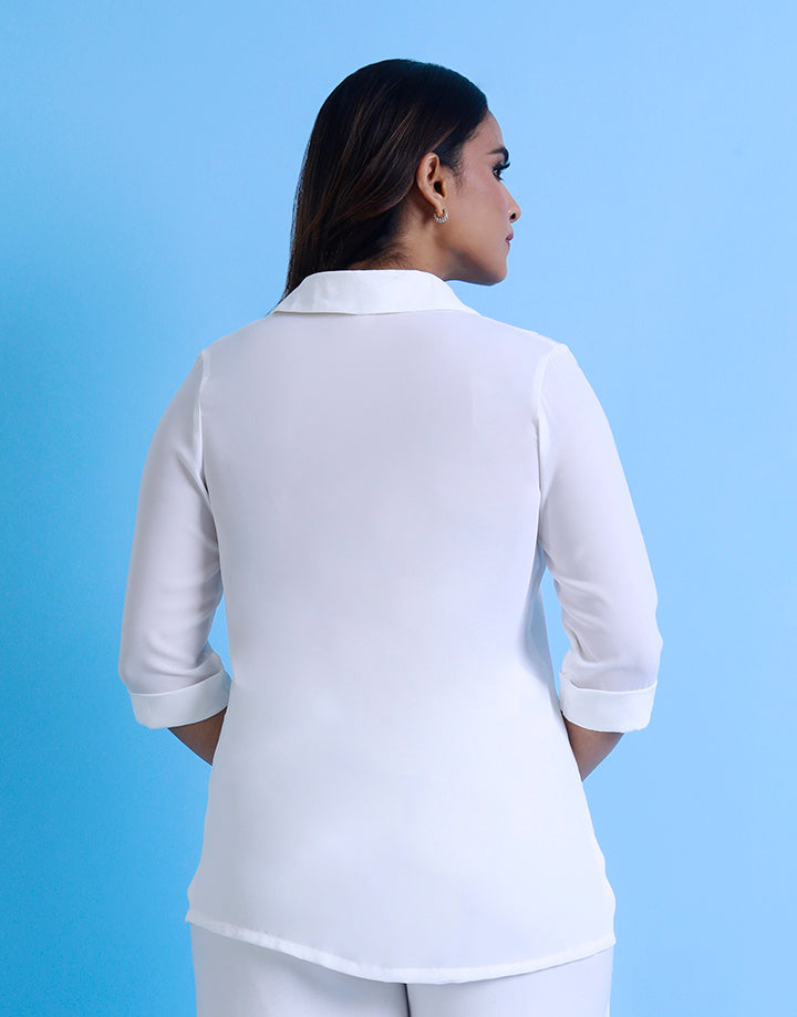 Pintucks Detailed Kurta with 3/4 Sleeve
