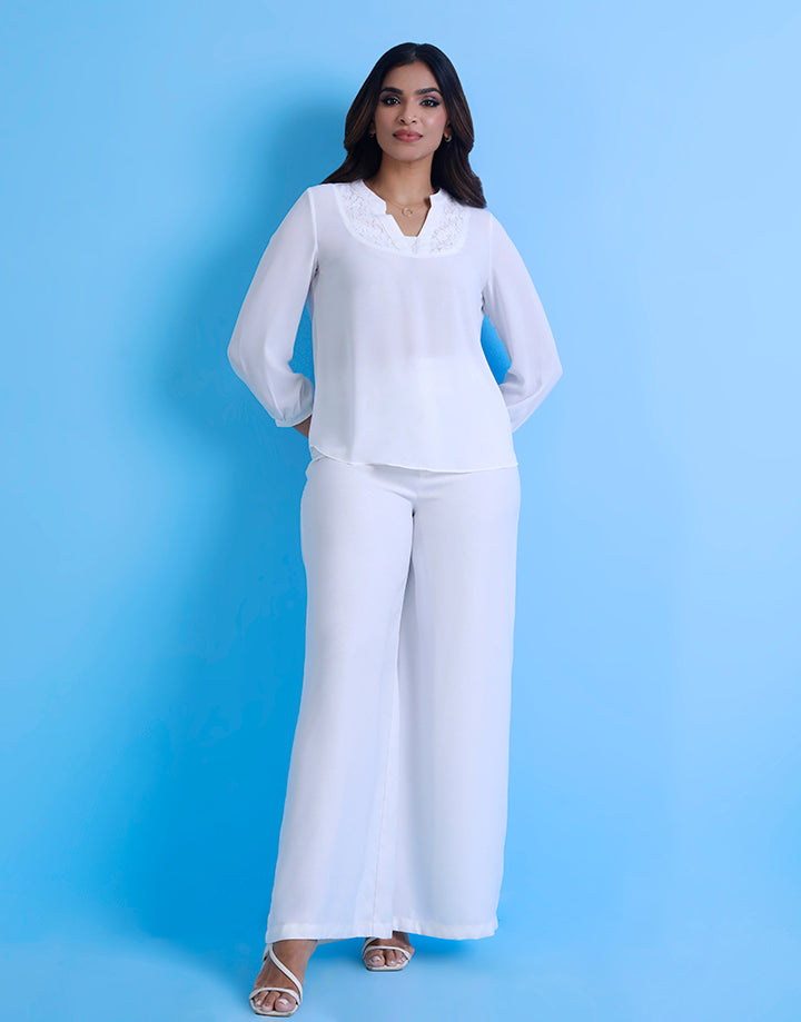 Long Sleeves Top with Lace Detail