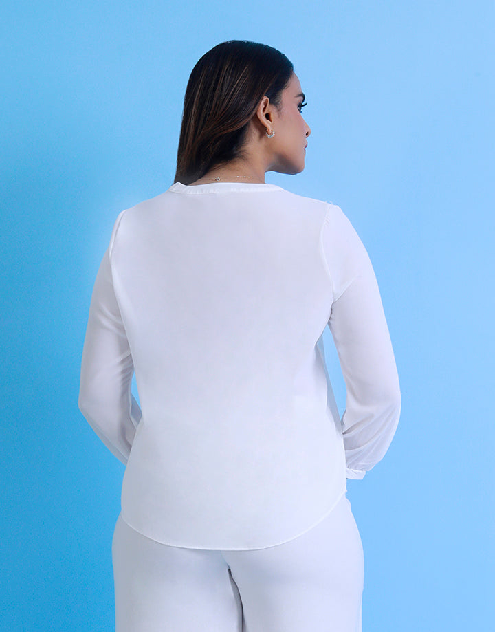 Long Sleeves Top with Lace Detail
