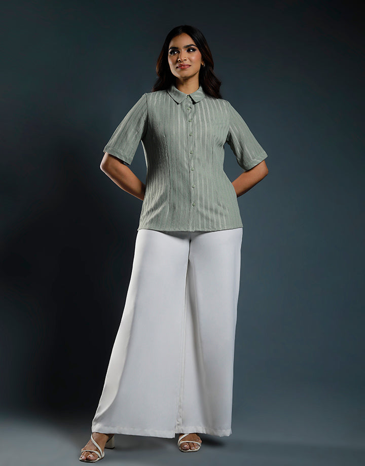 Elbow Length Sleeve Shirt Blouse