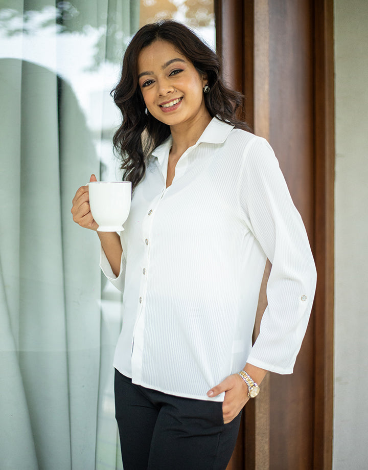 3/4 Tab Sleeves Shirt Blouse