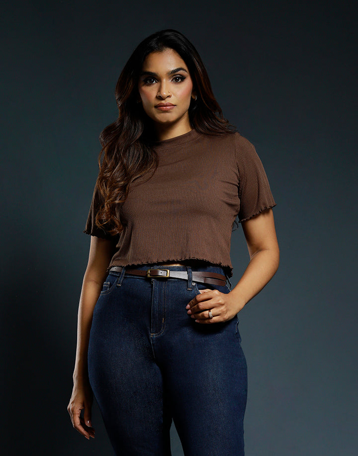 Lettuce Hem Short Sleeve Crop Top