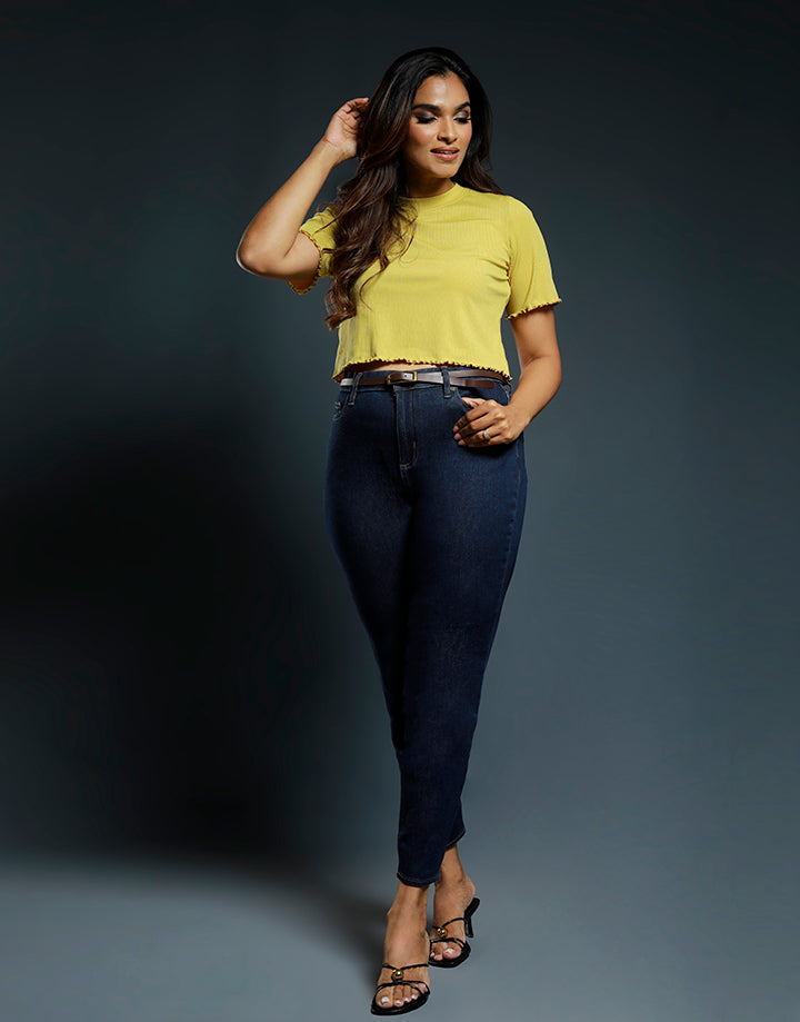 Lettuce Hem Short Sleeve Crop Top