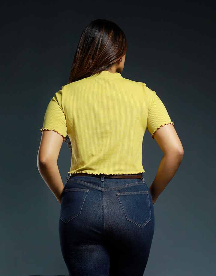 Lettuce Hem Short Sleeve Crop Top