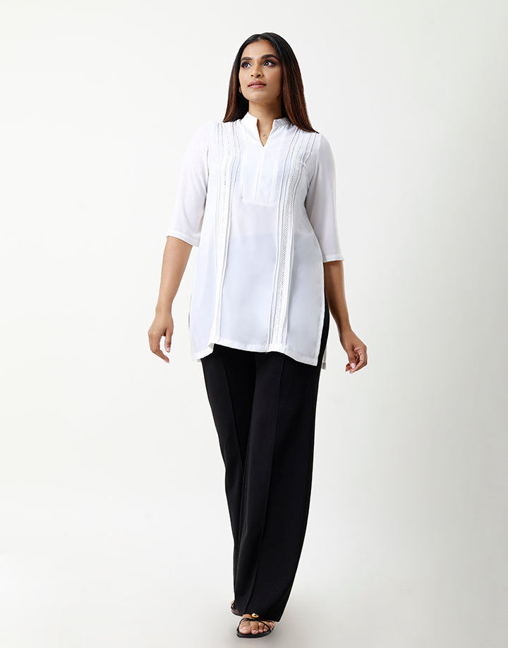 Chinese Collar Pintuck Ladder Kurta
