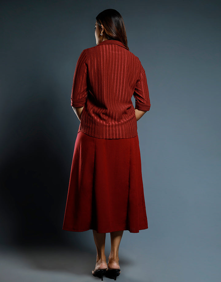 Collared Shirt Blouse with Folded