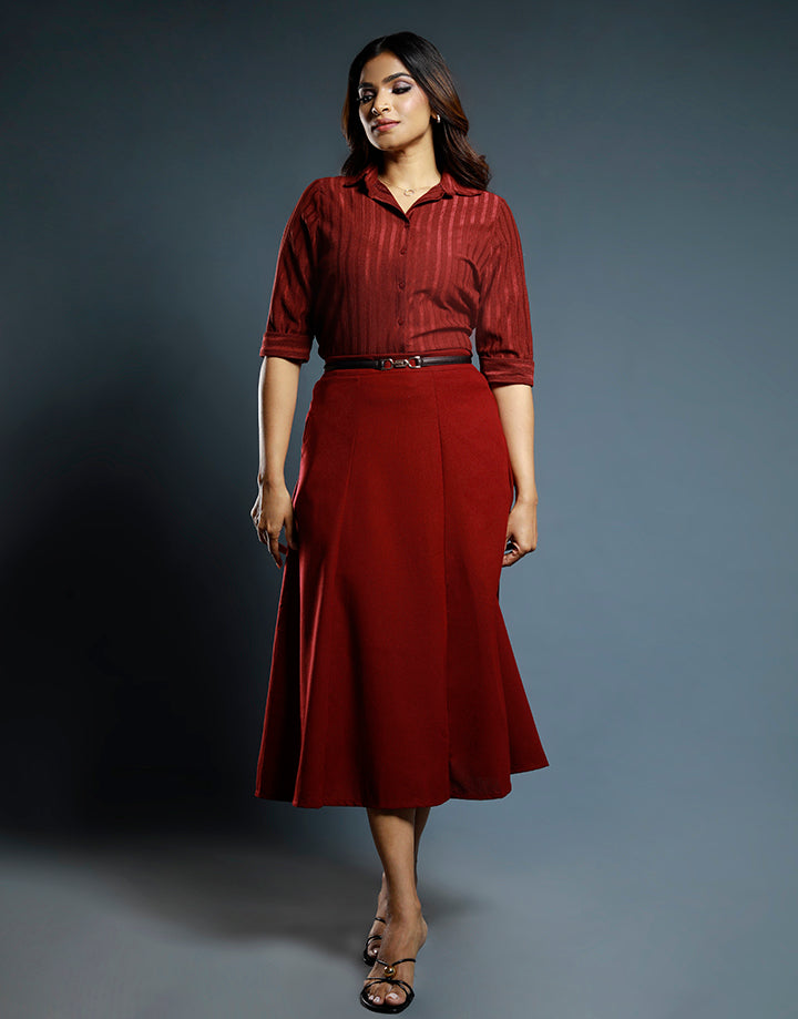 Collared Shirt Blouse with Folded