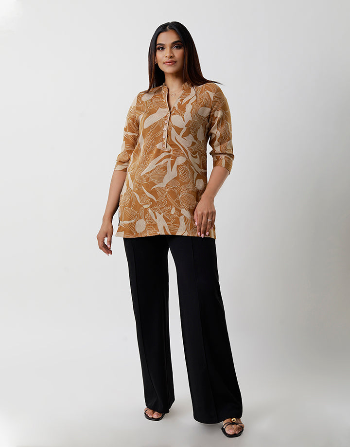 Piping Detailed Kurta with 3/4 Sleeve