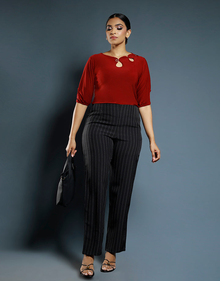 3/4 Sleeves Top with Tear Drop Holes