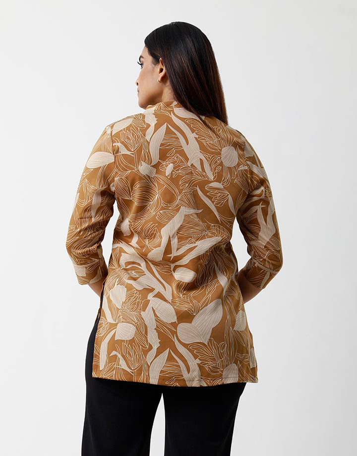 Piping Detailed Kurta with 3/4 Sleeve