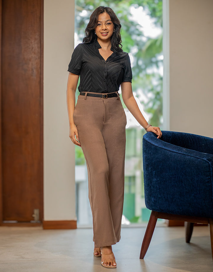 Short Sleeve Blouse with Princess Line Detail