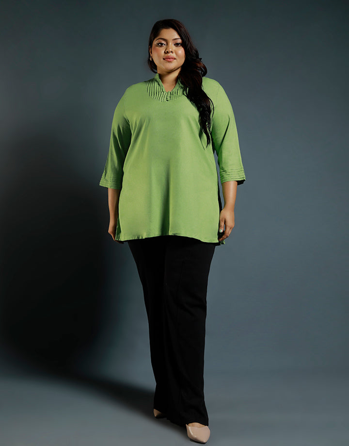 Chinese Collar Kurta with Pintuck