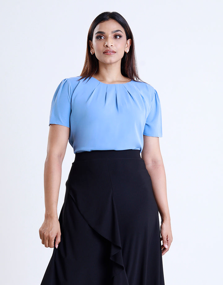 Short Sleeve Top with Back Keyhole Opening