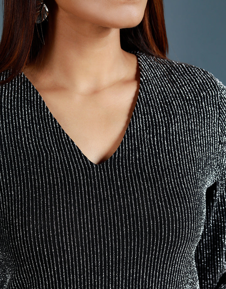 V-Neck Dress with Open Sleeve