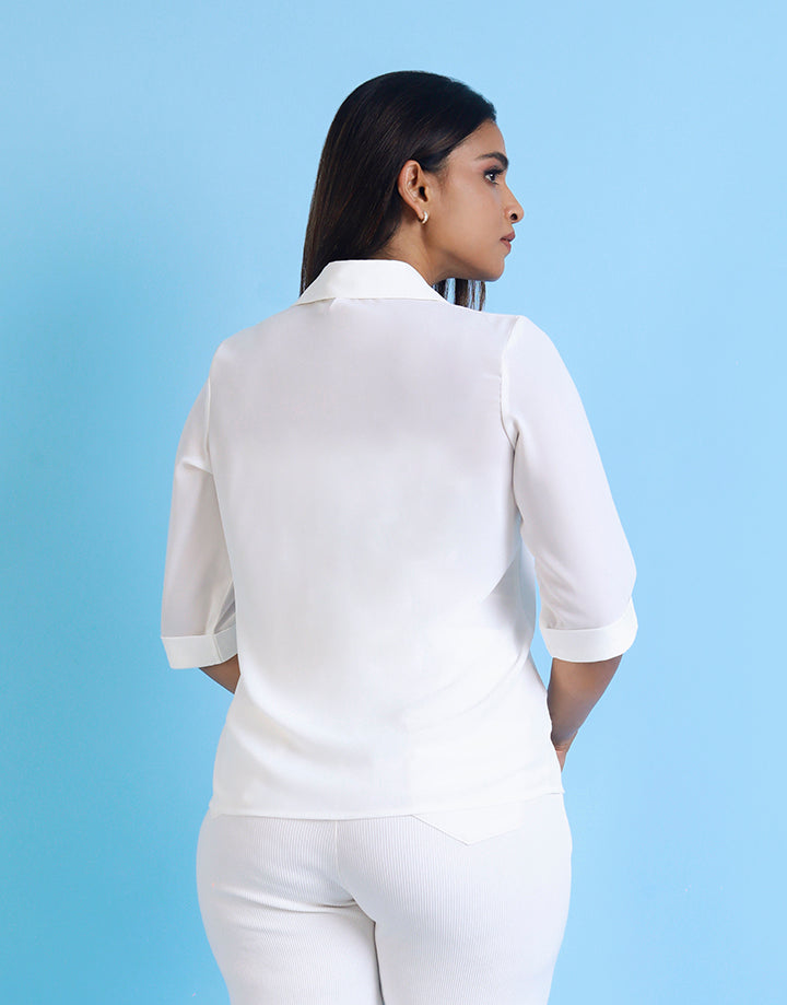 3/4 Sleeve Blouse with Hand Painted Detail