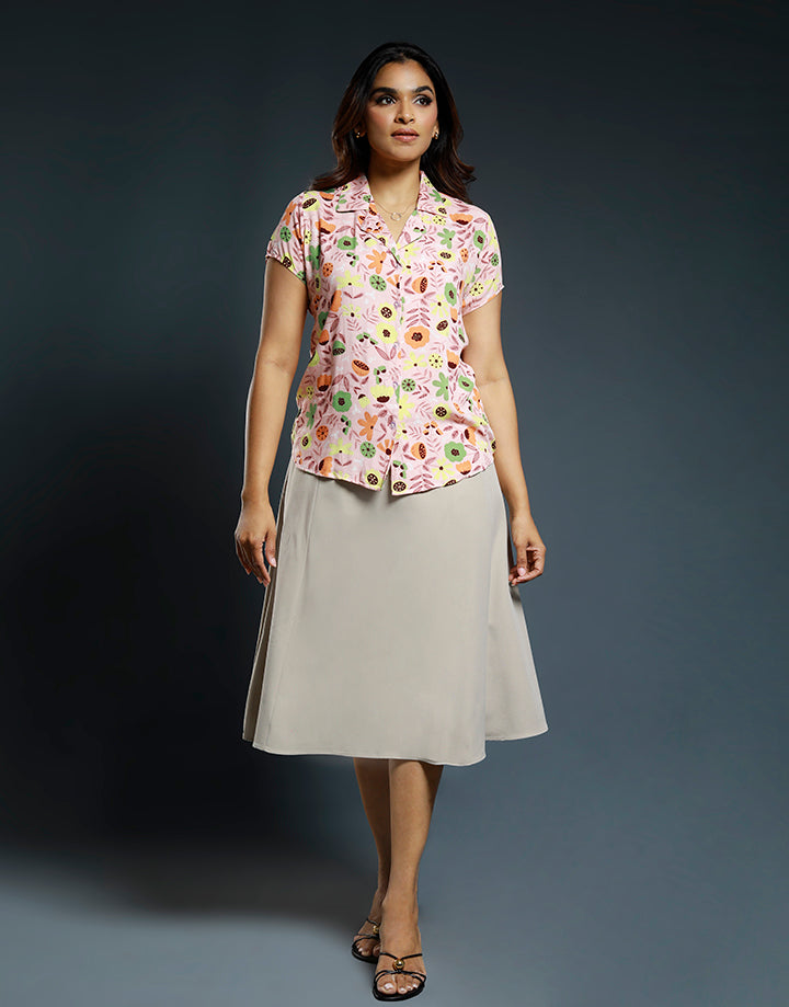 Ladies Shirt Blouse with Short Sleeve