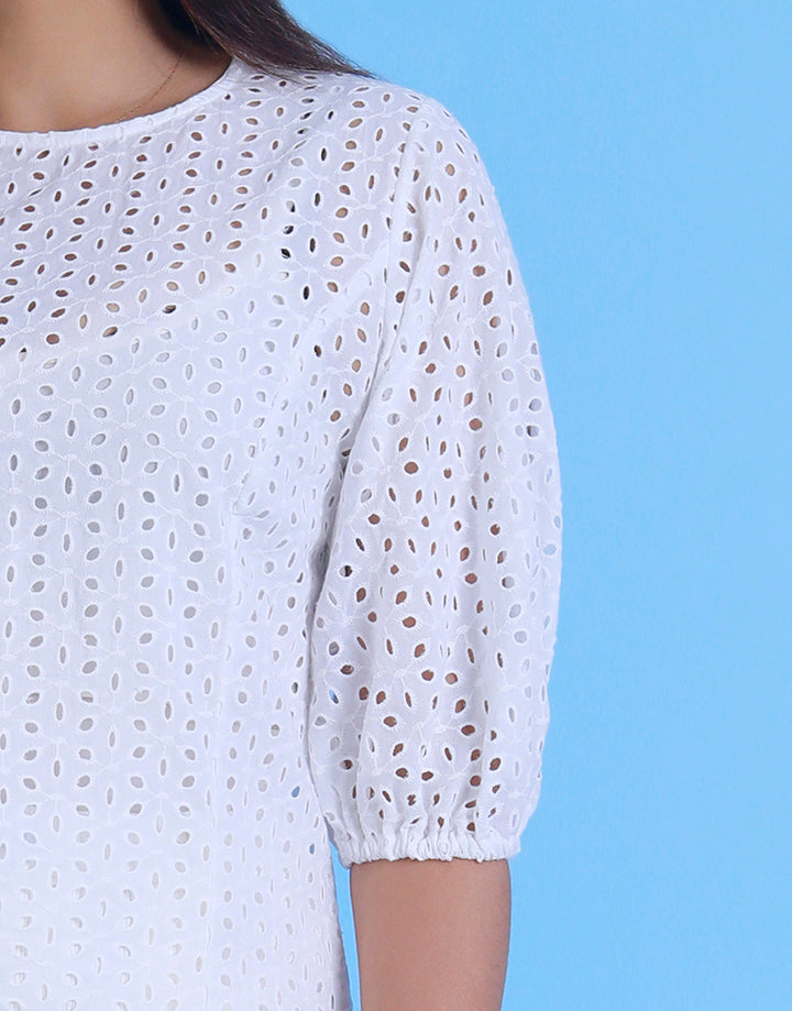 Puff Sleeve Top with Back Keyhole