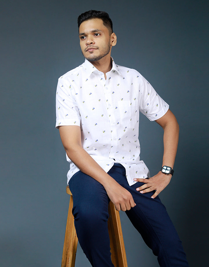 PERRI ALLEN Linen Leaf Printed Shirt