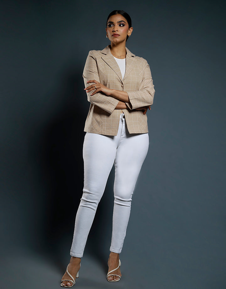 3/4 Sleeves Notch Collared Blazer