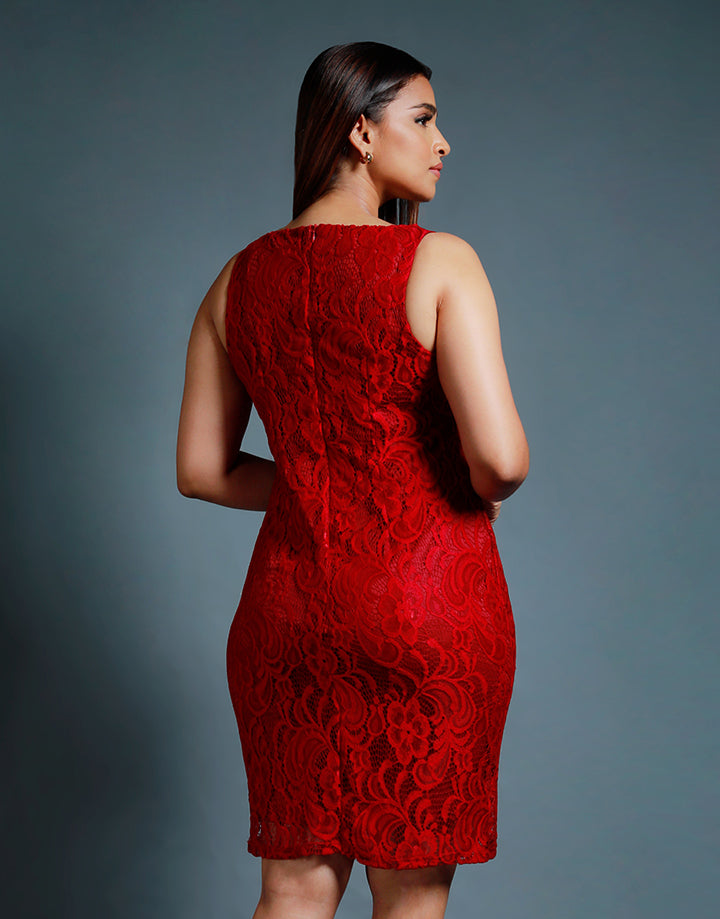 Sleeveless Lace Shift Dress