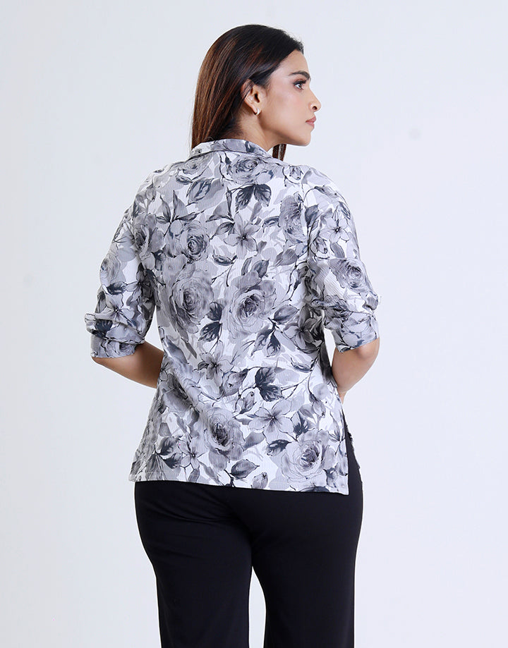 Printed Shirt Collar Kurta