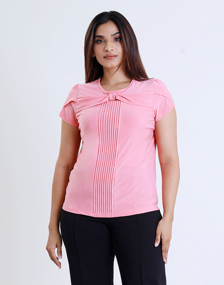 Petal Sleeve Top With Pintuck Detail