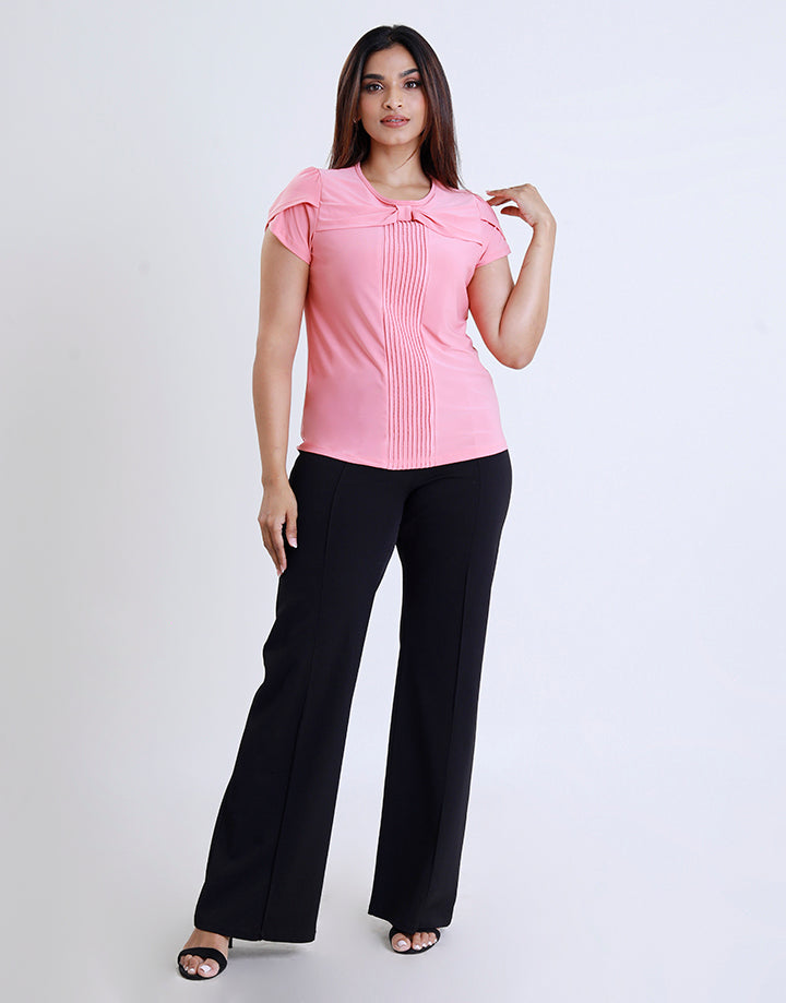 Petal Sleeve Top With Pintuck Detail