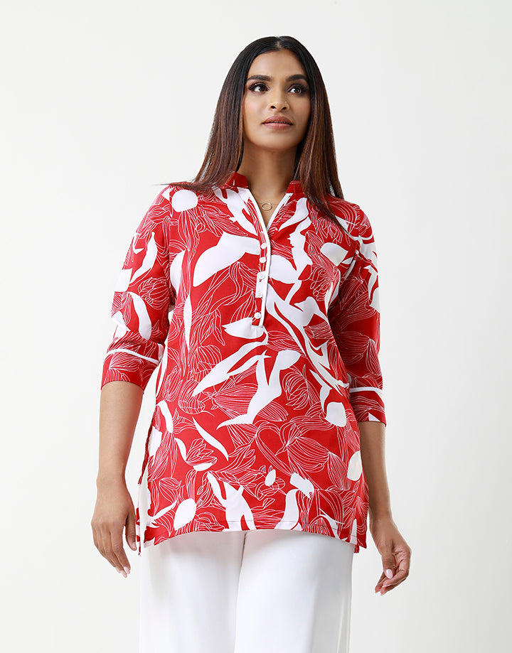 Piping Detailed Kurta with 3/4 Sleeve
