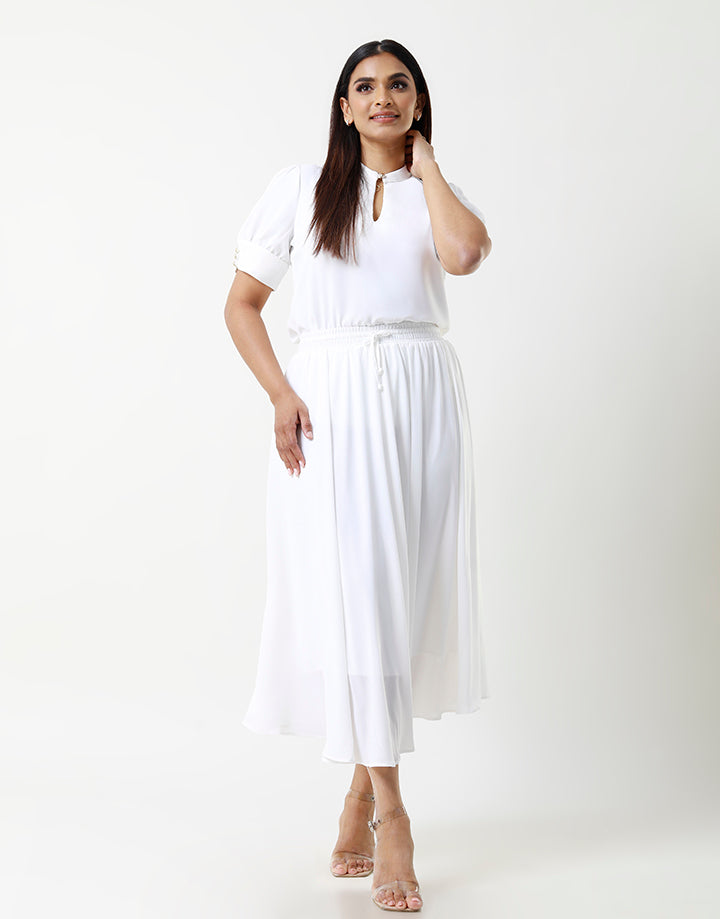 White Skirt with Tie Up Detail