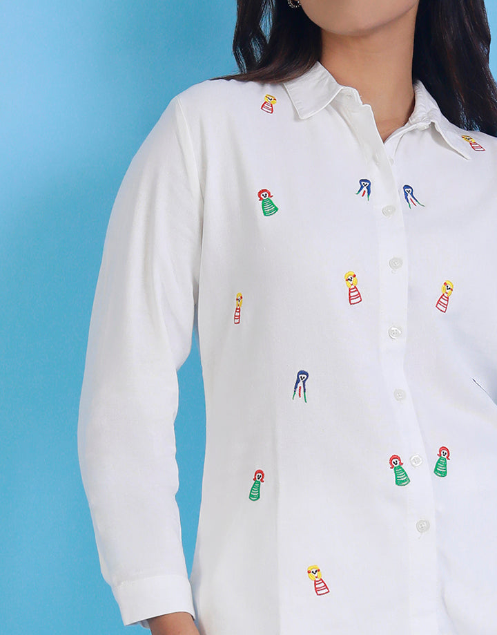 Long Sleeve Blouse with Embroidered Detail